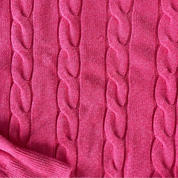 Brooks Brothers Cable Knit Pullover Hoodie Sweater 100% Cotton SMALL Coral Pink - Picture 3 of 7